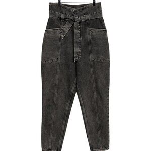 IRO Paris High-Rise Belted Paperbag Tapered Jeans — Size S